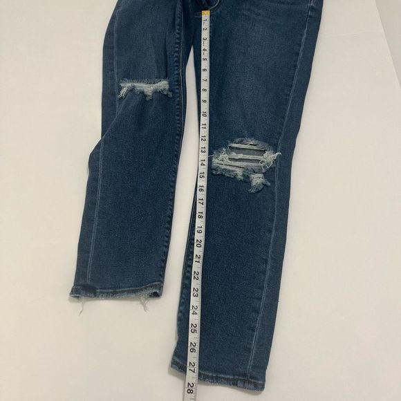 American Eagle Mom Dark Blue Wash Distressed Stretch Skinny Denim Jeans Size 0‎ - Picture 15 of 16